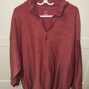 Aerie Ribbed Half-Zip Pullover in Pink